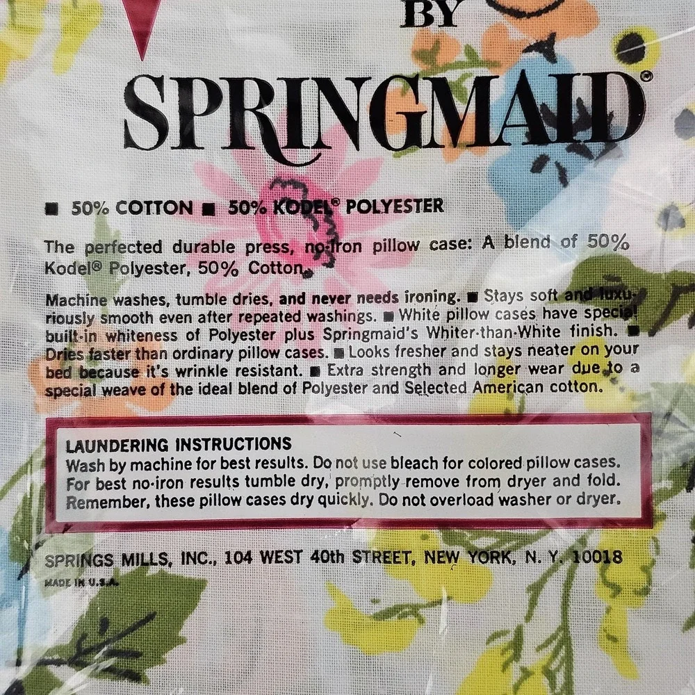 Vtg Springmaid Marvelaire Double Flat Sheet & 2 Pillowcases Multicolor Floral